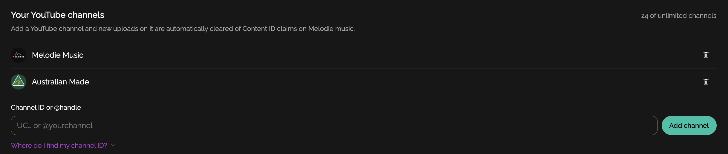 Melodie - Your YouTube Channels Enterprise