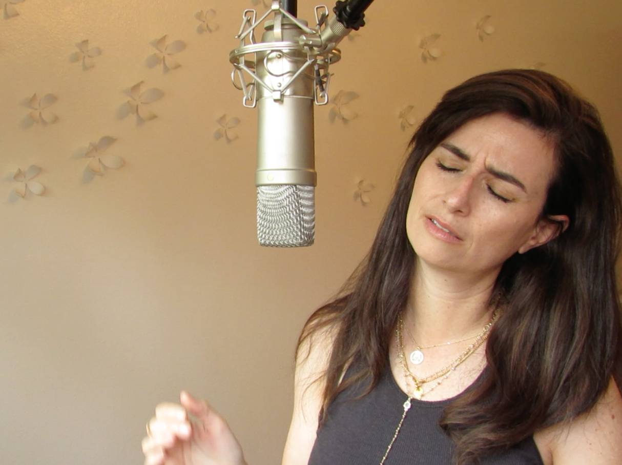 Juliet Lyons singing in the studio