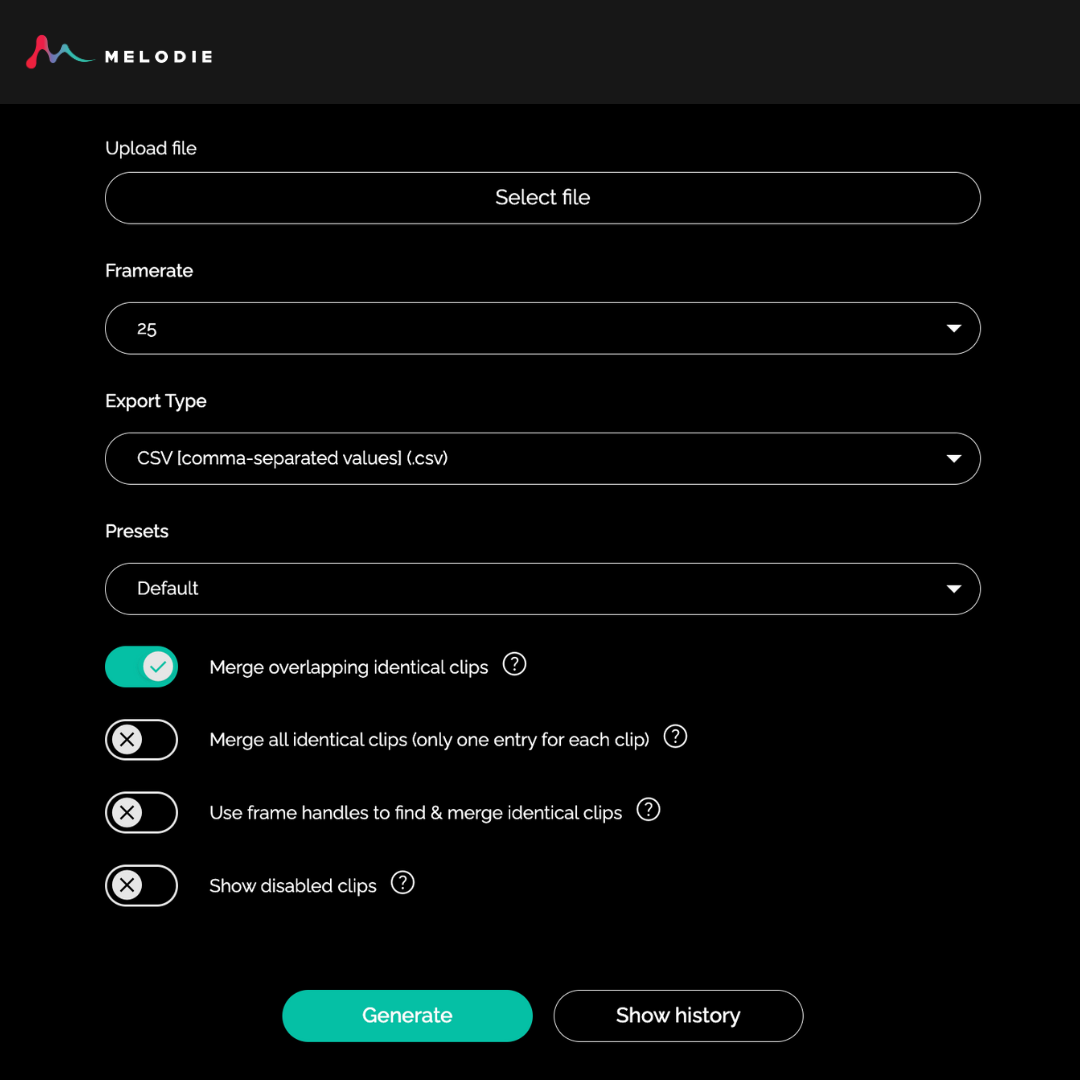 Melodie Cue Sheet Tool